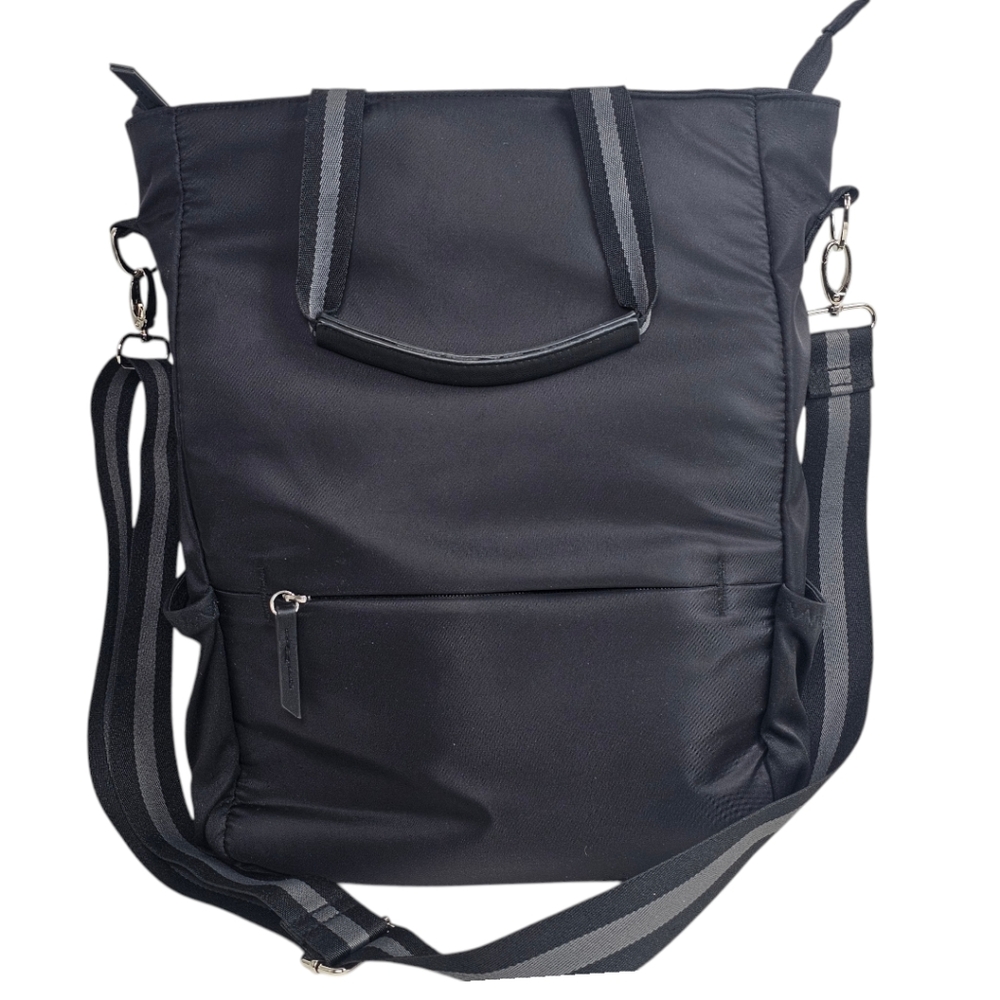 Cynthia Rowley Black Convertible Backpack Laptop Travel Bag, Trolley Sleeve, EUC